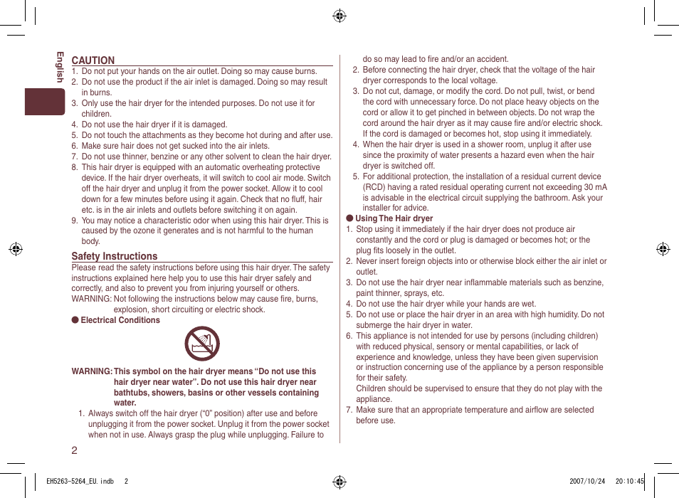 Panasonic EH5264 User Manual | Page 2 / 72