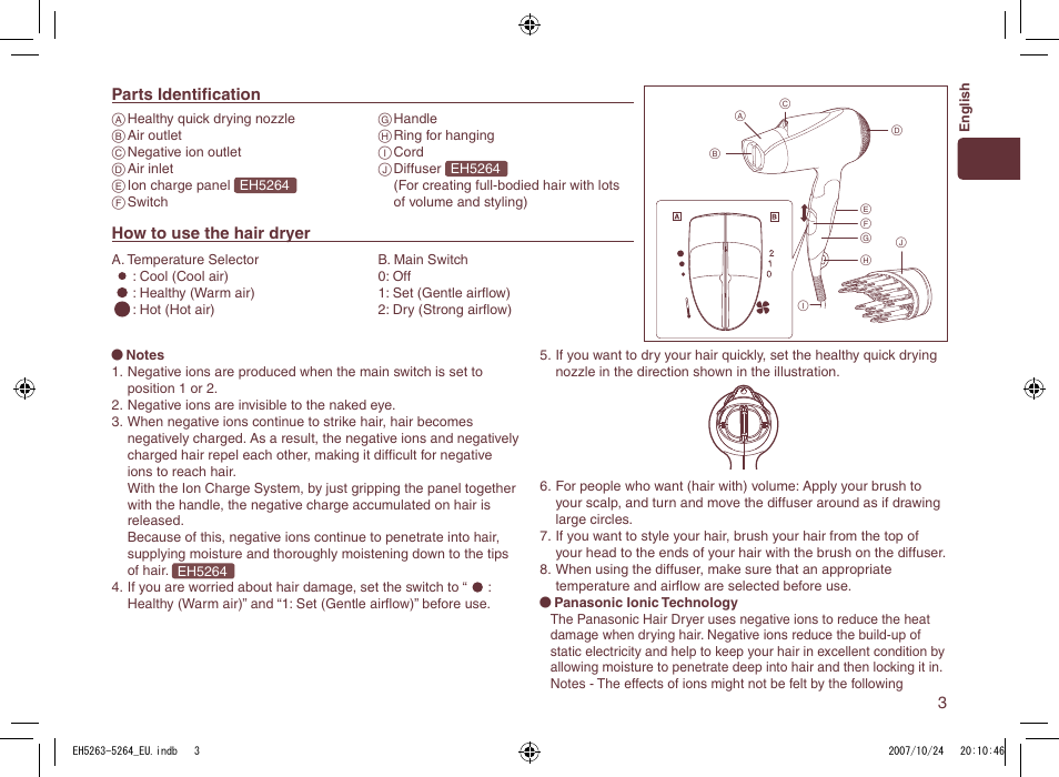 Panasonic EH5264 User Manual | Page 3 / 72