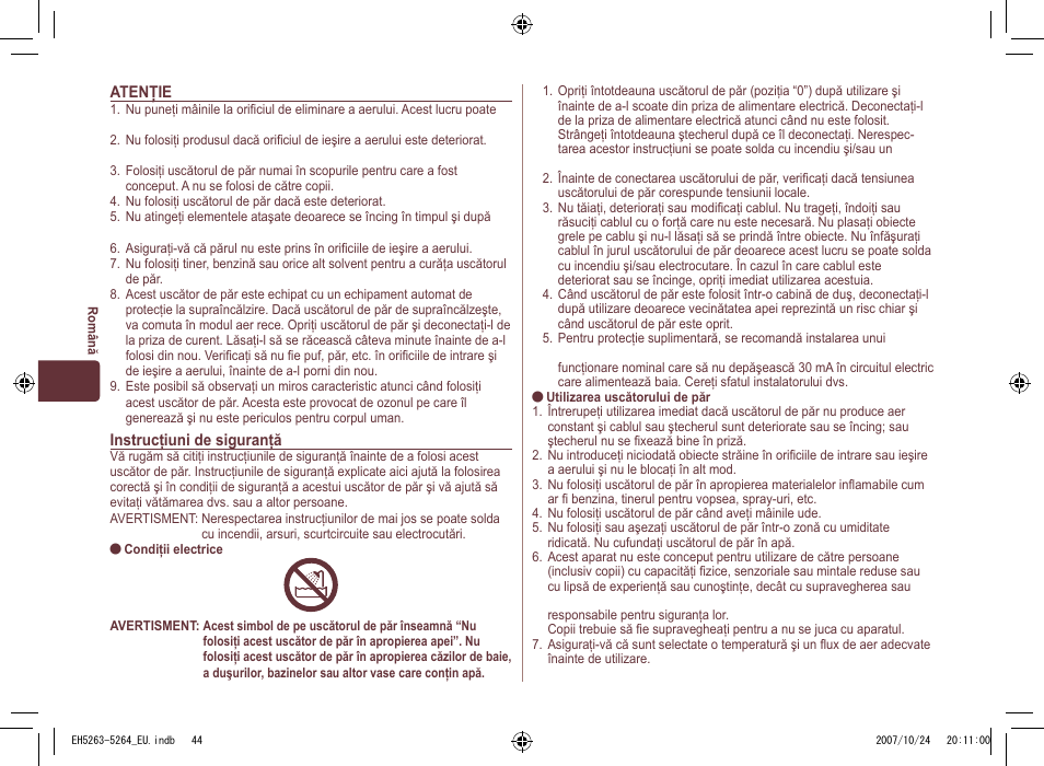 Panasonic EH5264 User Manual | Page 44 / 72