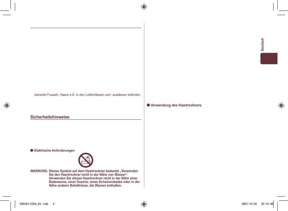 Panasonic EH5264 User Manual | Page 5 / 72