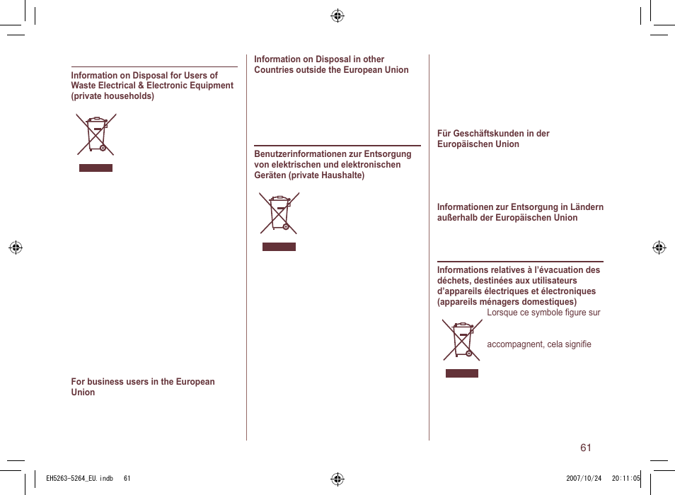 Panasonic EH5264 User Manual | Page 61 / 72