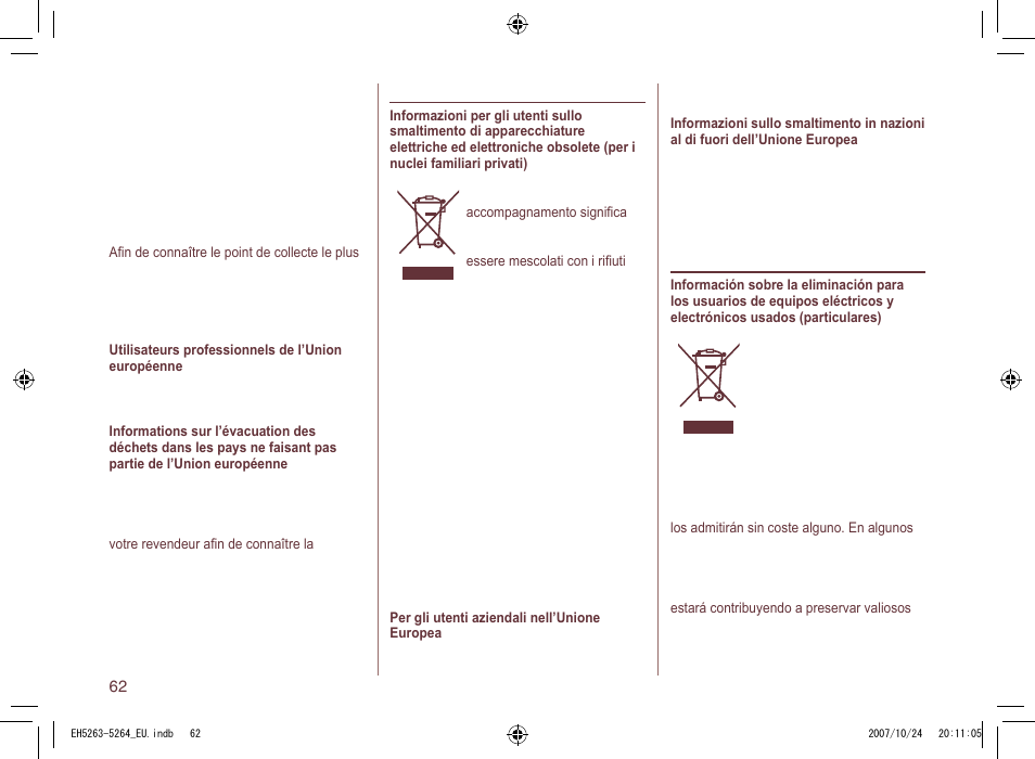 Panasonic EH5264 User Manual | Page 62 / 72