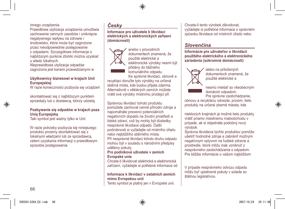 Panasonic EH5264 User Manual | Page 66 / 72