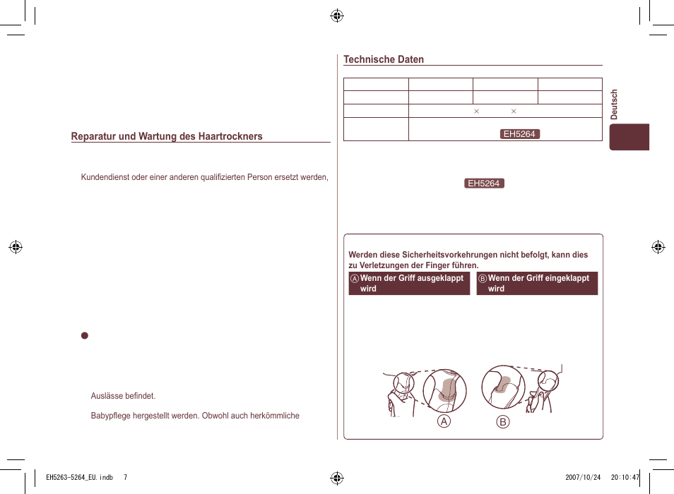 Panasonic EH5264 User Manual | Page 7 / 72