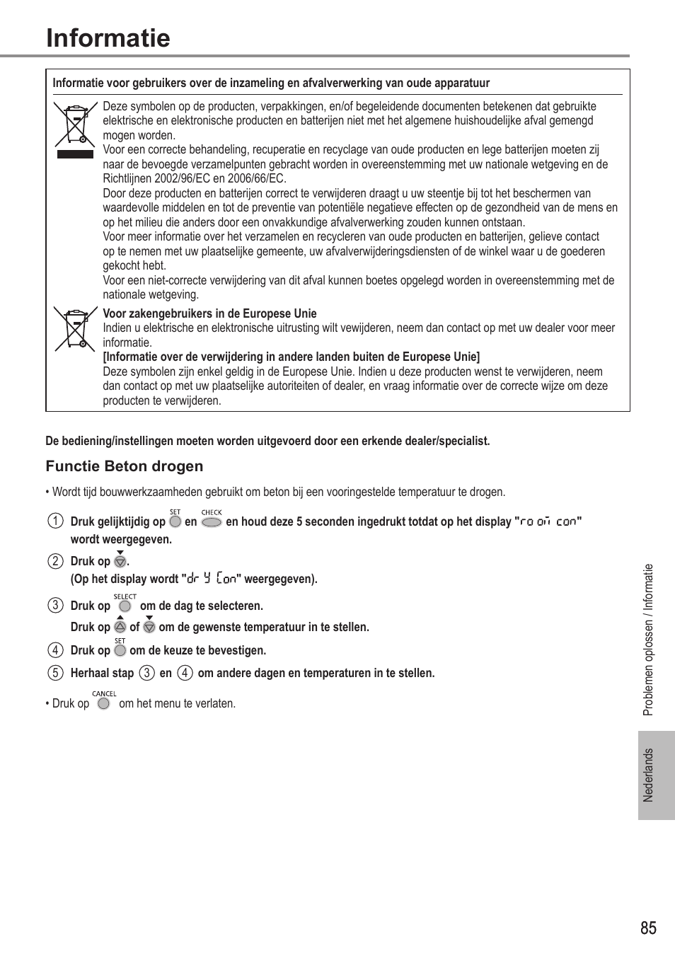 Informatie | Panasonic WHSDC12F9E8 User Manual | Page 85 / 100