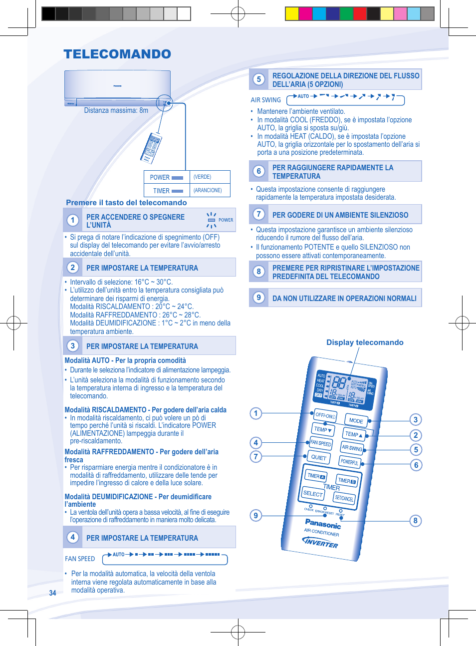 Telecomando | Panasonic CSYE18MKE User Manual | Page 34 / 72