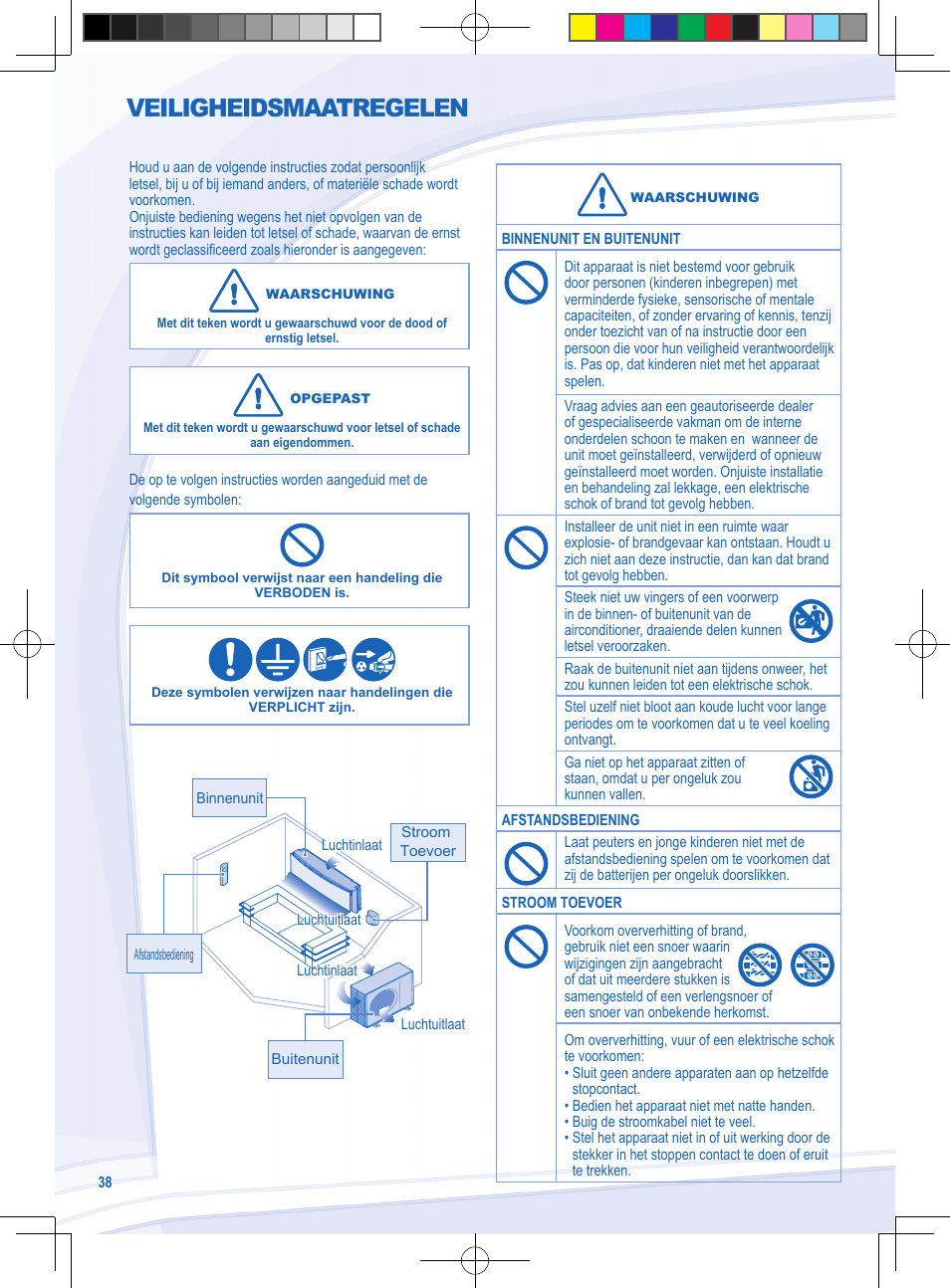 Veiligheidsmaatregelen | Panasonic CSYE18MKE User Manual | Page 38 / 72