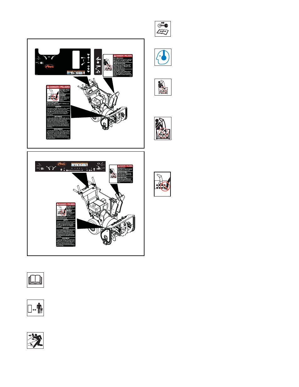 Safety rules, Warning! 2. danger! 3. danger | Ariens Sno-Thro 921001 - ST824E User Manual | Page 4 / 34