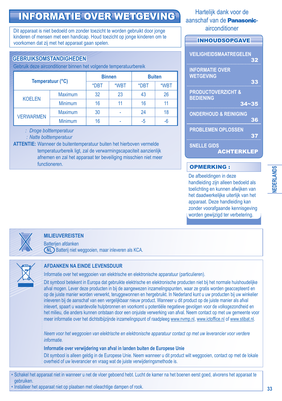 Informatie over wetgeving | Panasonic CUE21HKE User Manual | Page 33 / 56