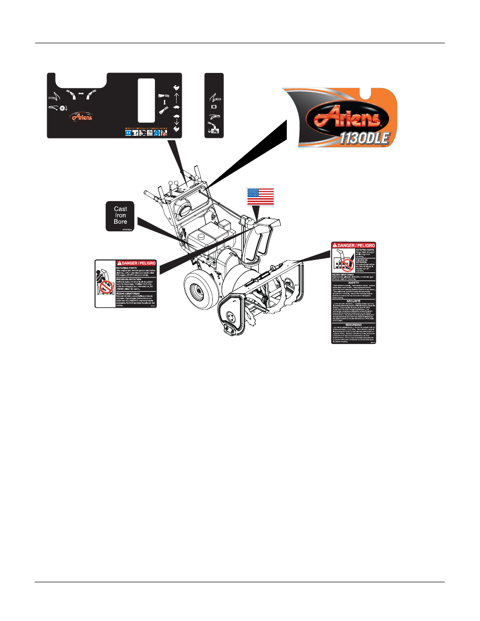 Decals, E c a ls | Ariens Sno-Thro 921001 - ST824E User Manual | Page 5 / 28