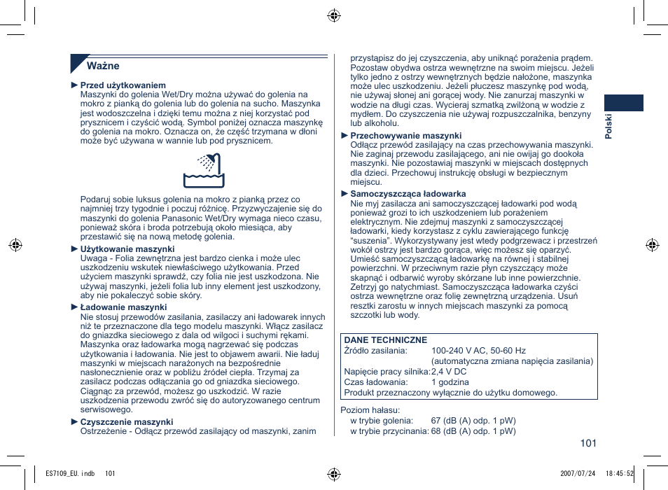 Panasonic ES7109 User Manual | Page 101 / 184