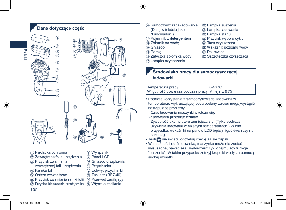 Panasonic ES7109 User Manual | Page 102 / 184