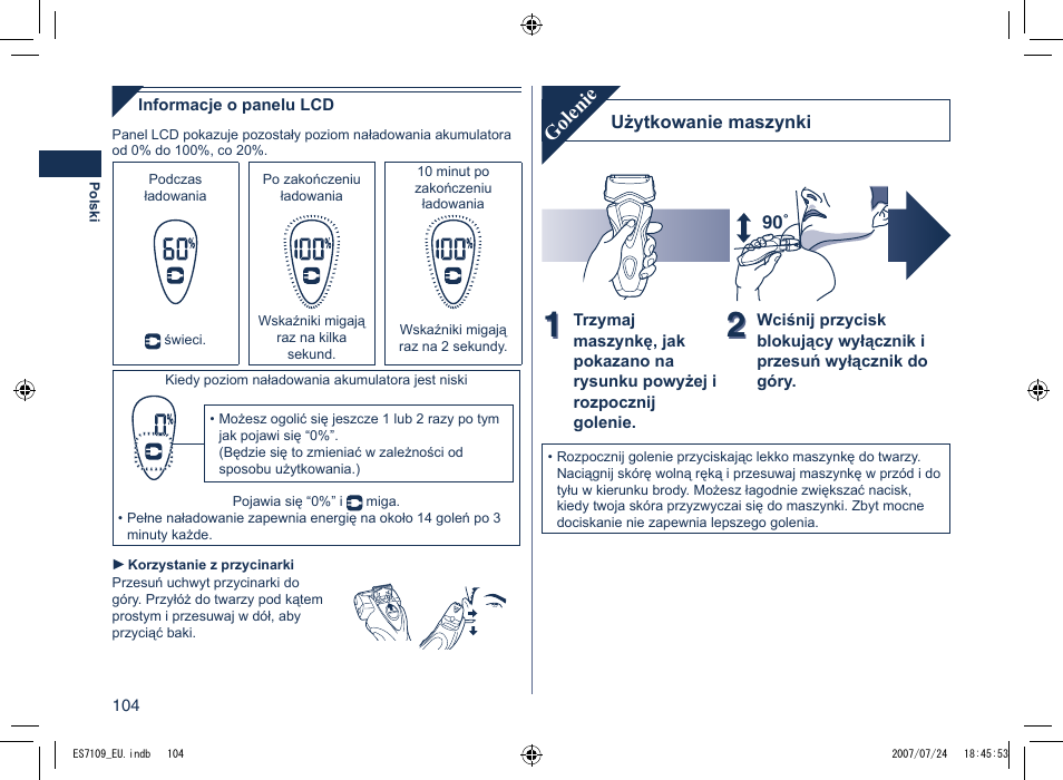 Golenie | Panasonic ES7109 User Manual | Page 104 / 184