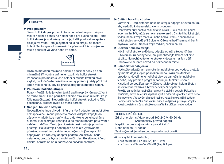 Panasonic ES7109 User Manual | Page 110 / 184