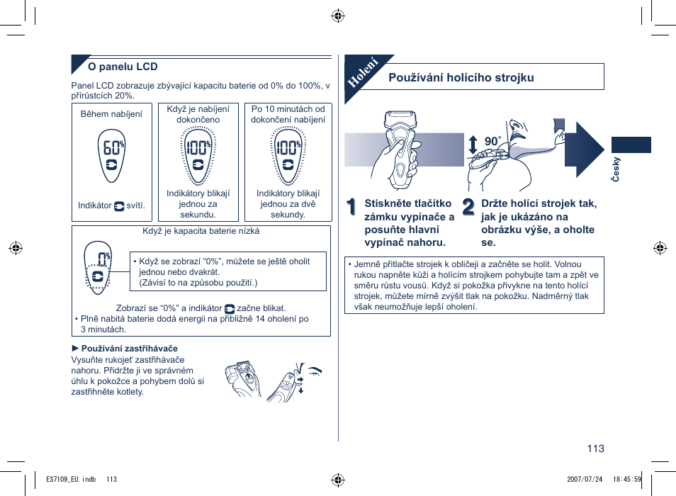 Holení | Panasonic ES7109 User Manual | Page 113 / 184