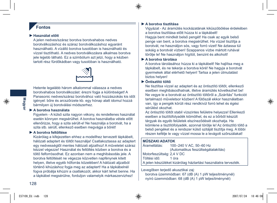 Panasonic ES7109 User Manual | Page 128 / 184