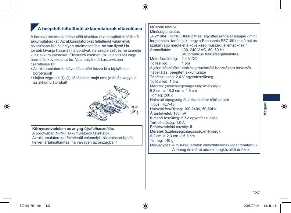 Panasonic ES7109 User Manual | Page 137 / 184