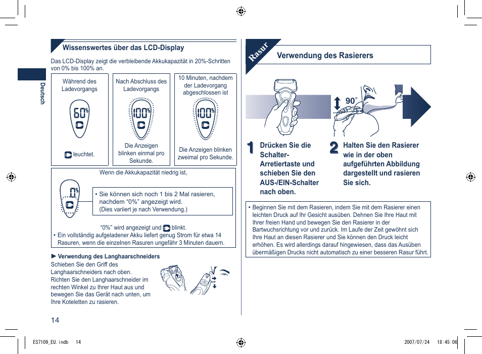 Rasur | Panasonic ES7109 User Manual | Page 14 / 184