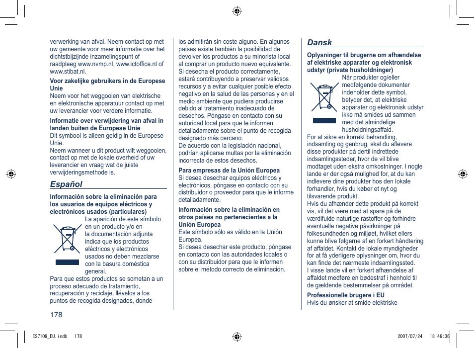 Panasonic ES7109 User Manual | Page 178 / 184