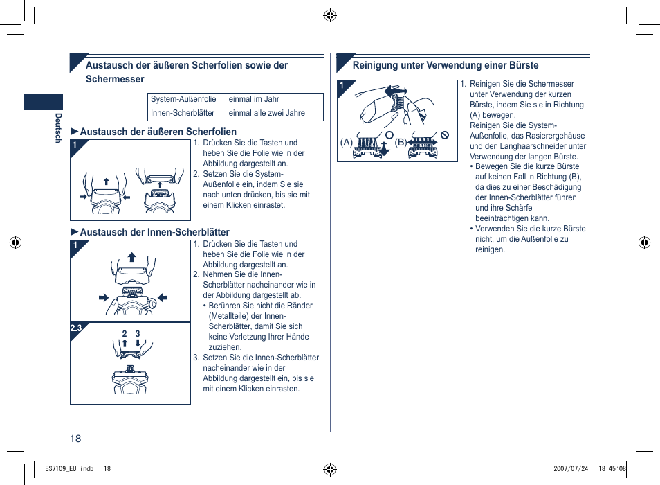 Panasonic ES7109 User Manual | Page 18 / 184