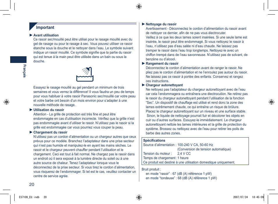 Panasonic ES7109 User Manual | Page 20 / 184