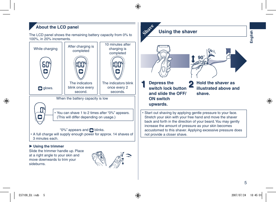 Sha ve | Panasonic ES7109 User Manual | Page 5 / 184