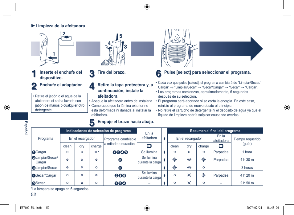 Panasonic ES7109 User Manual | Page 52 / 184