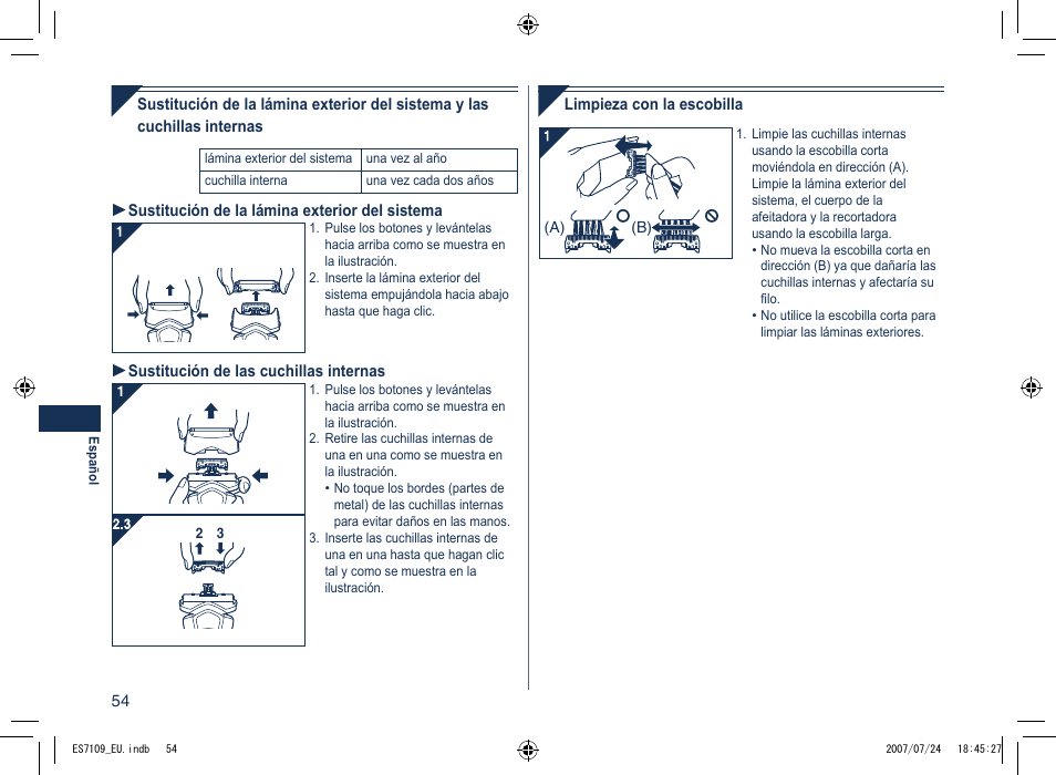 Panasonic ES7109 User Manual | Page 54 / 184