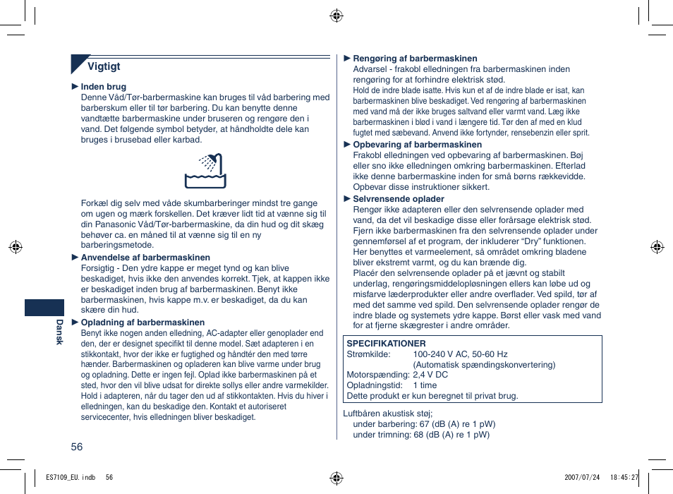 Panasonic ES7109 User Manual | Page 56 / 184