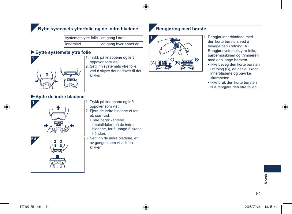 Panasonic ES7109 User Manual | Page 81 / 184