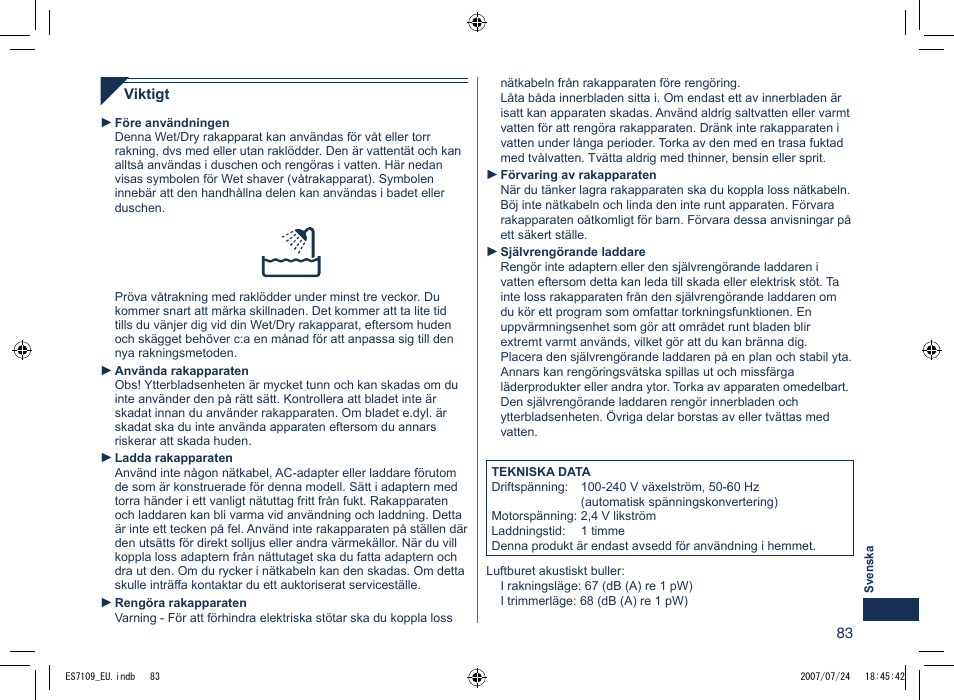 Panasonic ES7109 User Manual | Page 83 / 184