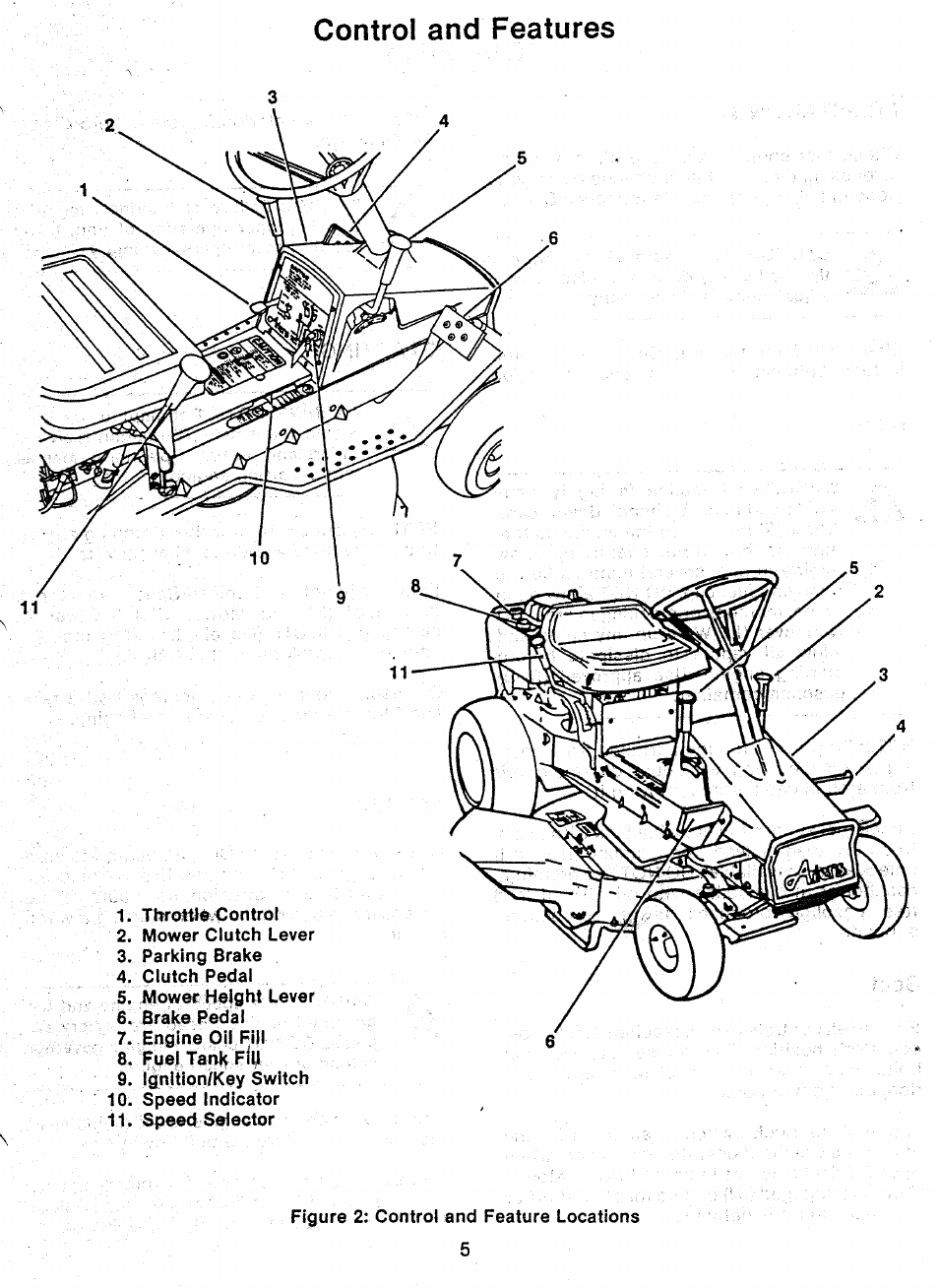 Control and features, Controls and features | Ariens 927 Series User Manual | Page 7 / 23