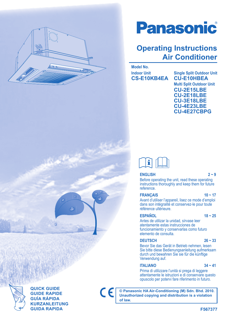 Panasonic CU3E18LBE User Manual | 44 pages