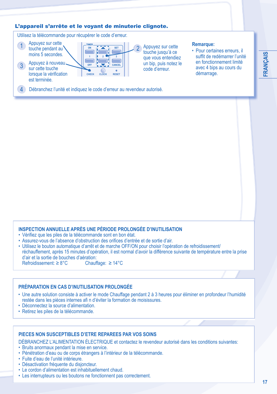 Français | Panasonic CU3E18LBE User Manual | Page 17 / 44