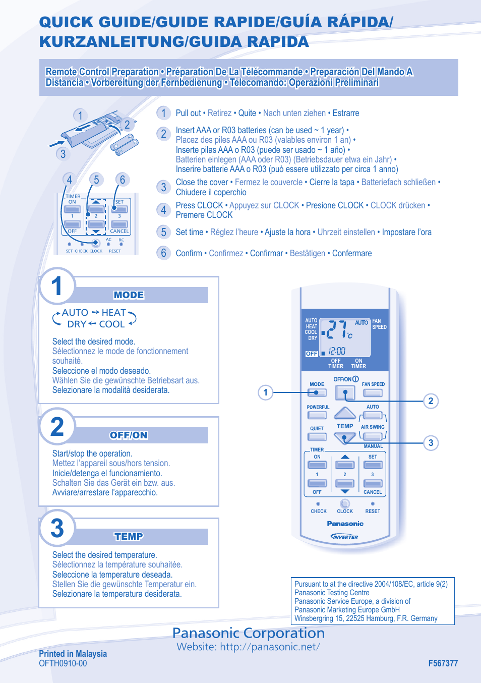 Panasonic corporation | Panasonic CU3E18LBE User Manual | Page 44 / 44