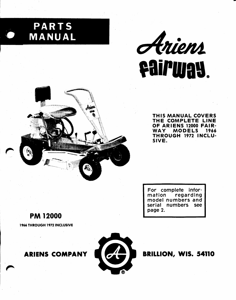 Ariens FAIRWAY PM 12000 User Manual | 37 pages