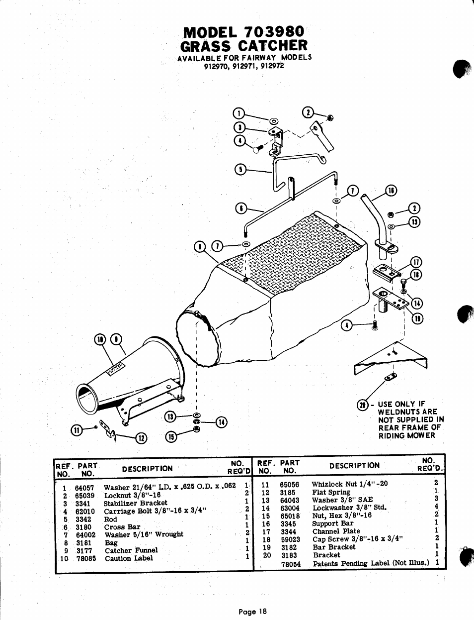 Model 703980 grass catcher | Ariens FAIRWAY PM 12000 User Manual | Page 18 / 37