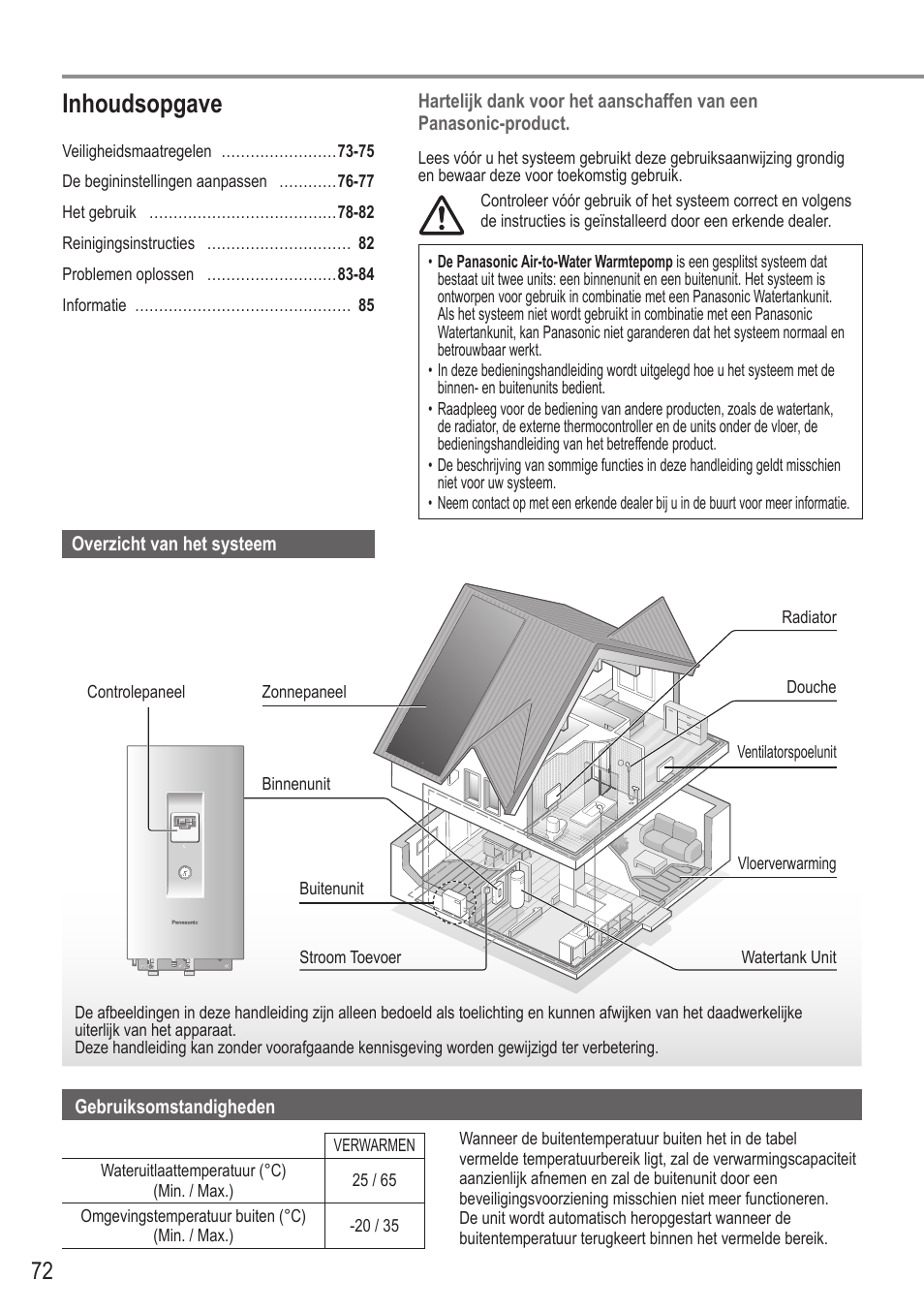 Inhoudsopgave | Panasonic WHUH12FE5 User Manual | Page 72 / 100