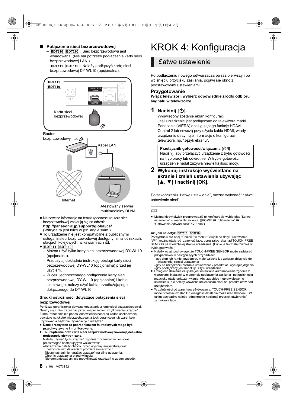 Krok 4: konfiguracja, Atwe ustawienie | Panasonic DMPBDT310EG User Manual | Page 116 / 136