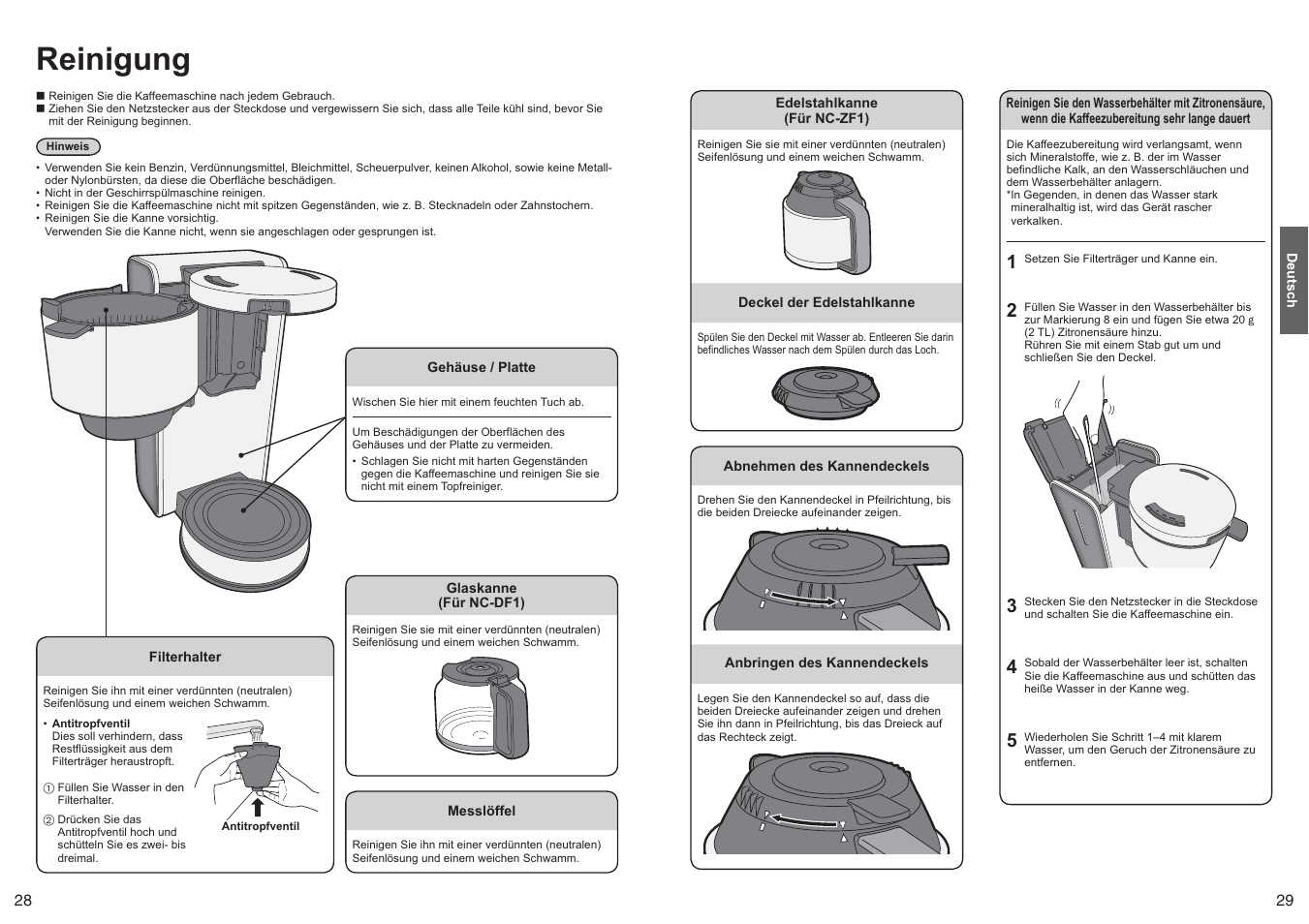 Reinigung | Panasonic NCZF1 User Manual | Page 15 / 44