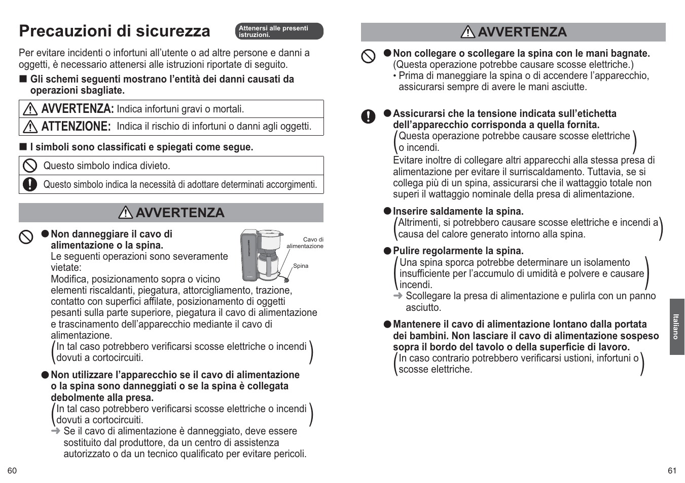 Precauzioni di sicurezza | Panasonic NCZF1 User Manual | Page 31 / 44