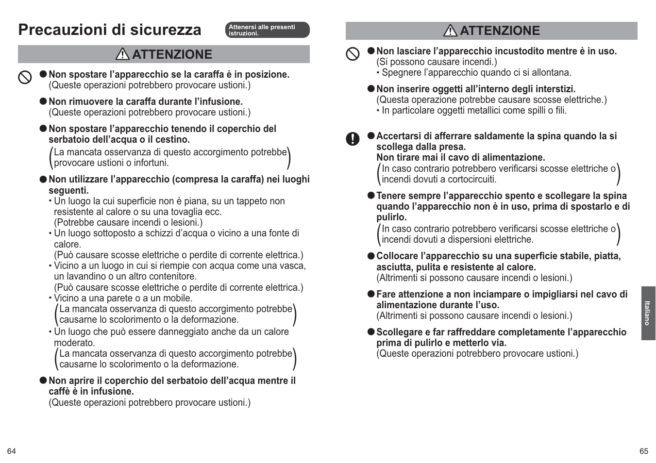 Precauzioni di sicurezza | Panasonic NCZF1 User Manual | Page 33 / 44