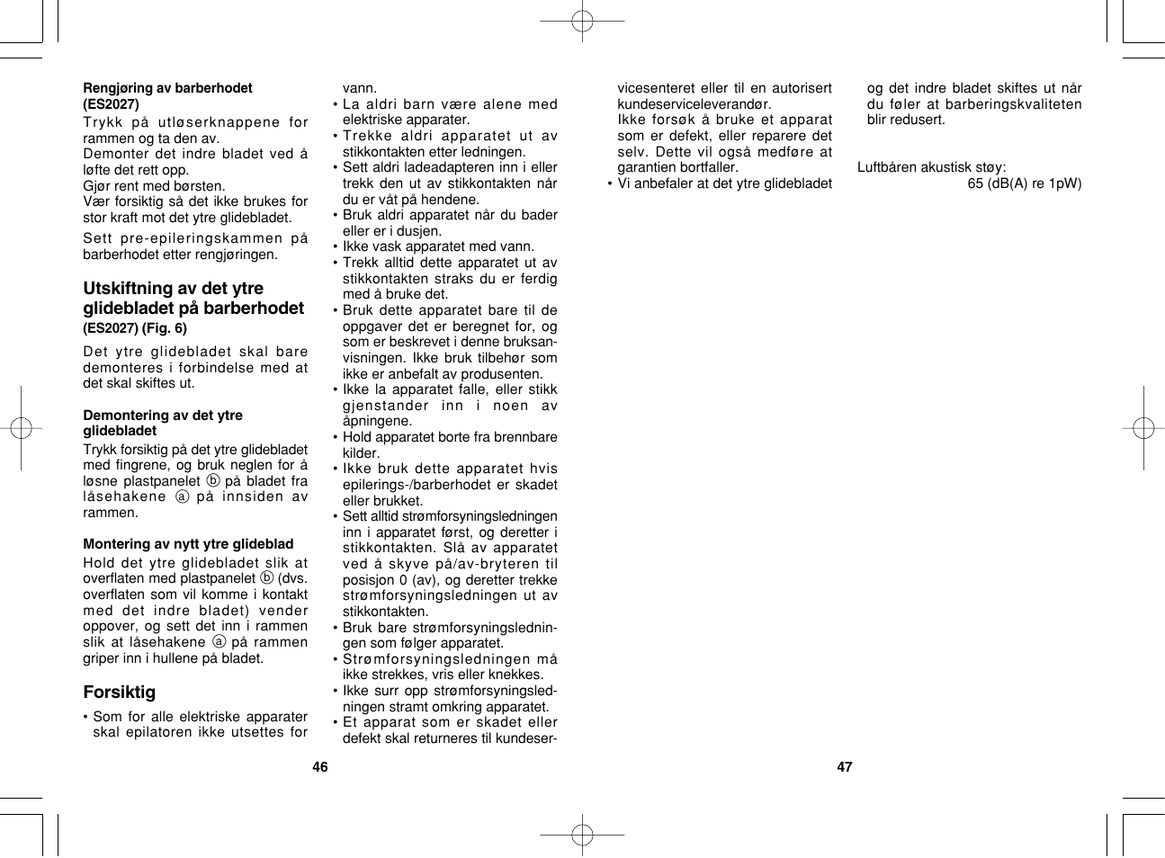 Panasonic ES2023 User Manual | Page 24 / 34