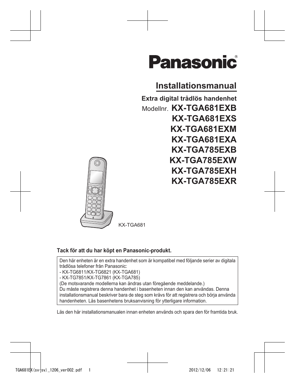 5_tga681ex(sv-sv)_1206_ver002.pdf | Panasonic KXTGA785EX User Manual | Page 33 / 112