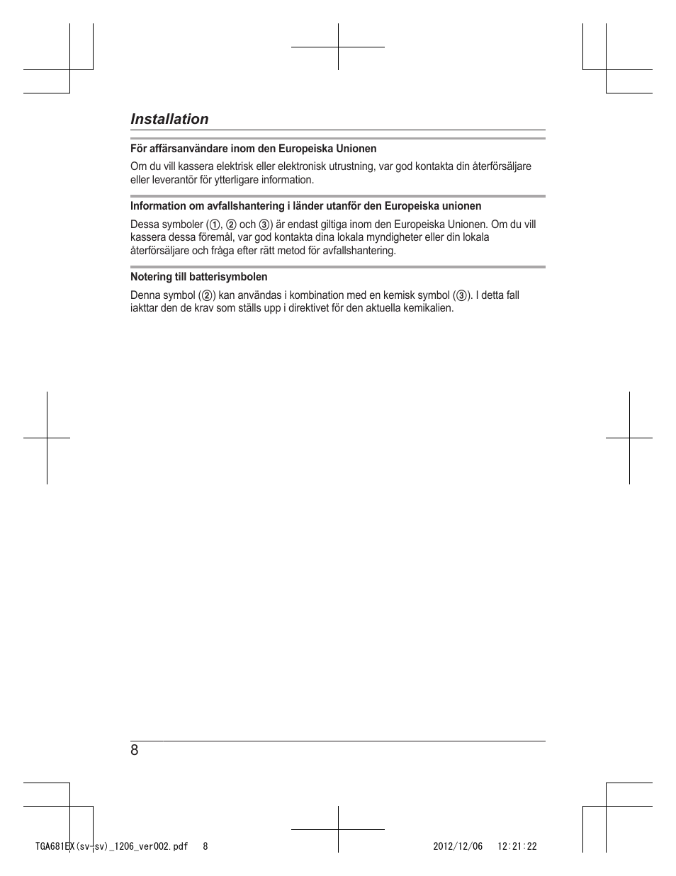 8installation | Panasonic KXTGA785EX User Manual | Page 40 / 112