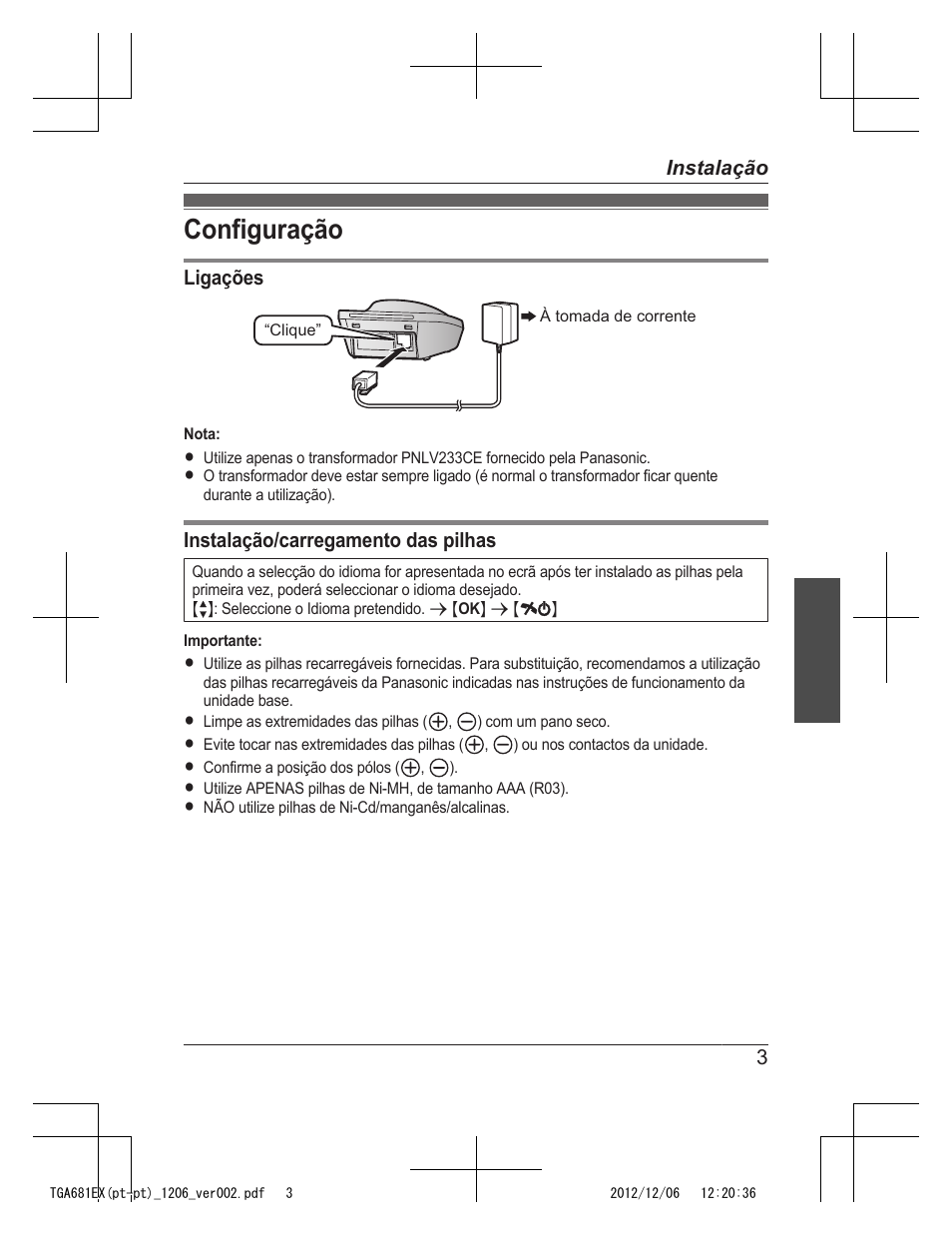 Configuração | Panasonic KXTGA785EX User Manual | Page 59 / 112