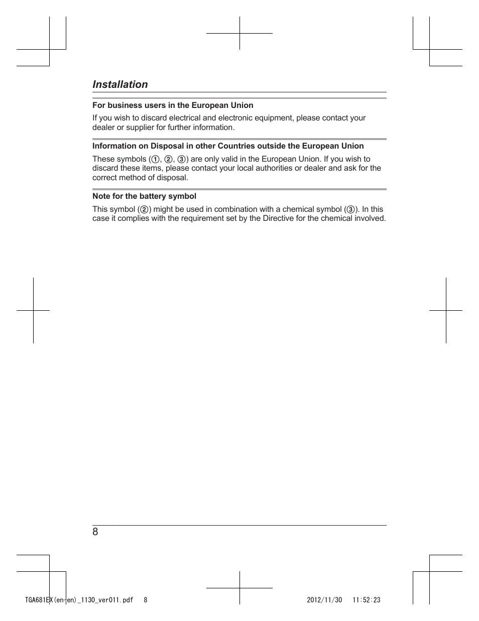 8installation | Panasonic KXTGA785EX User Manual | Page 8 / 112