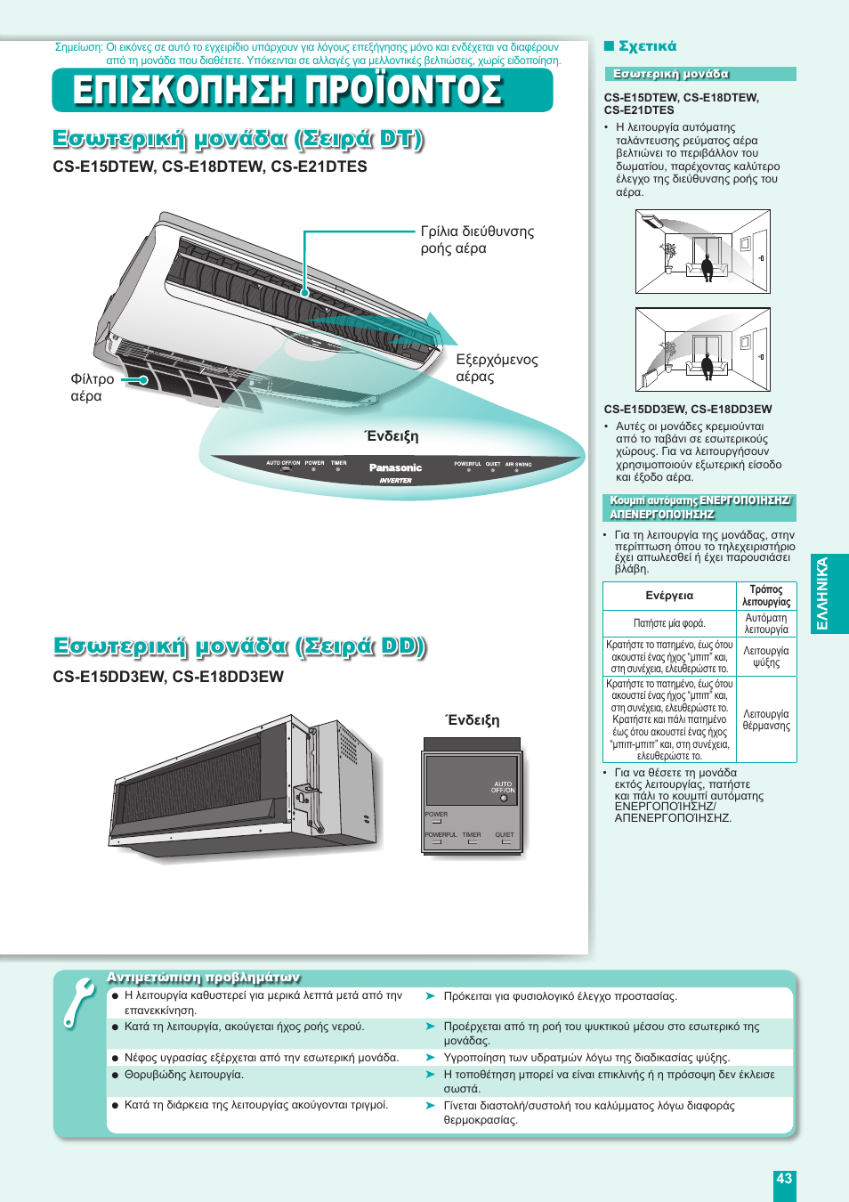 Επισκοπηση προϊοντοσ | Panasonic CUE18DBE User Manual | Page 43 / 60