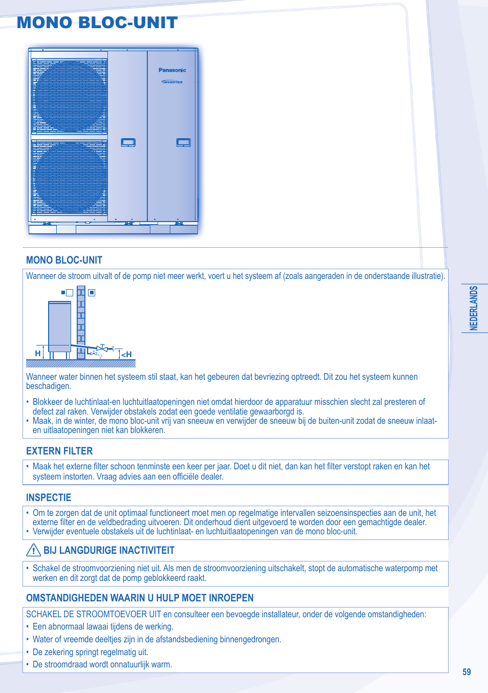 Mono bloc-unit | Panasonic WHMDC09C3E8 User Manual | Page 59 / 92