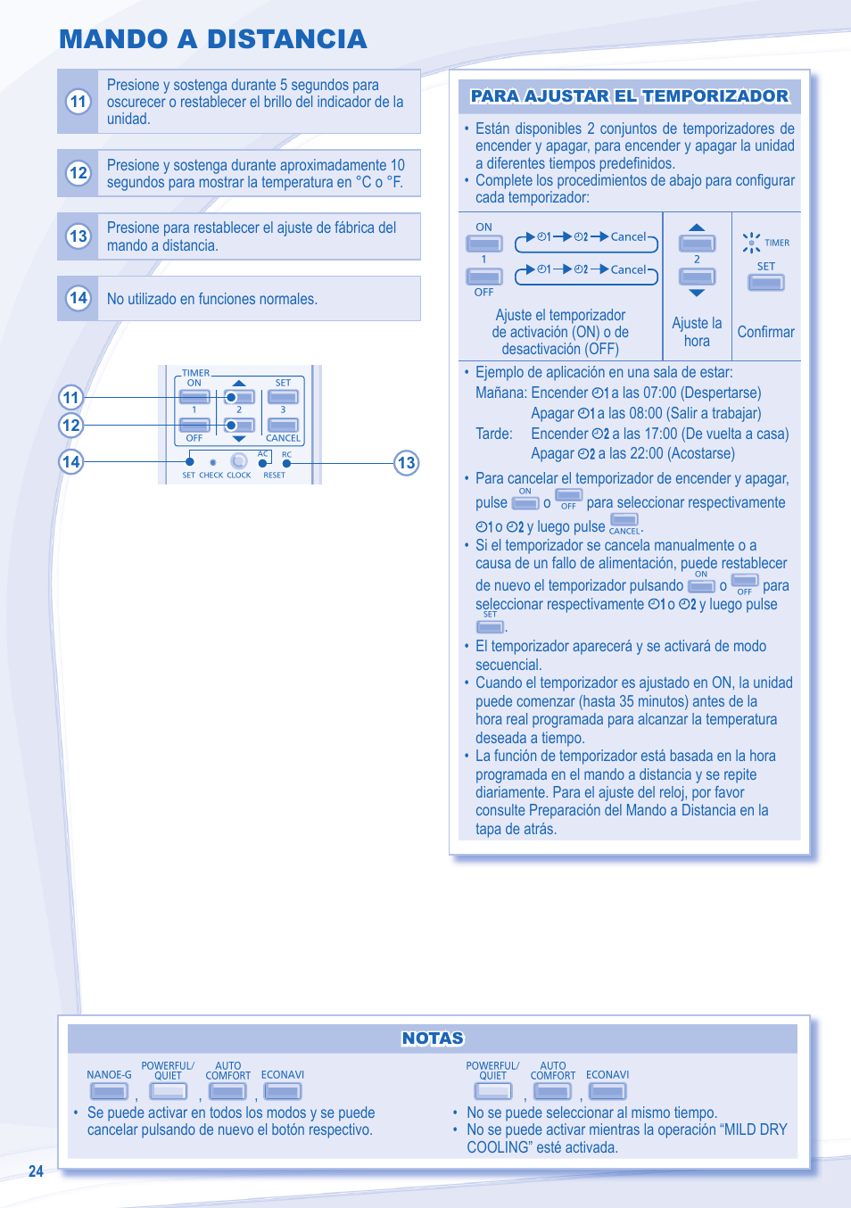 Mando a distancia | Panasonic CUE24NKE User Manual | Page 24 / 52